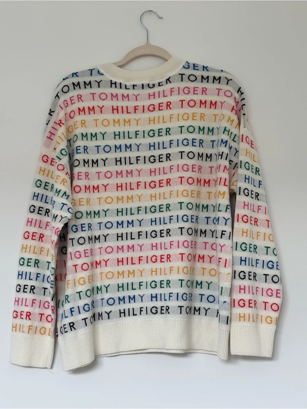 NWT Tommy Hilfiger Pride Rainbow Logo all-over Print Knit Sweater M